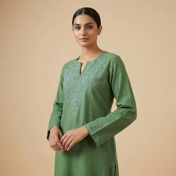 Green_Embroidered_Ethnic_Kurta_For_Women
