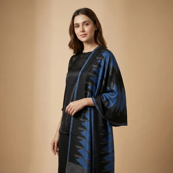 Black_And_Blue_Striped_Shawl_Or_Scarf_For_Women