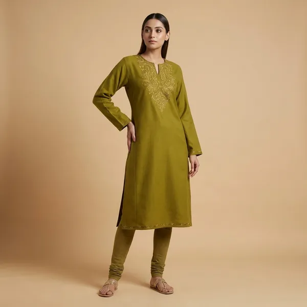 Olive_Green_Embroidered_Unstitched_Suit_Set_With_Dupatta