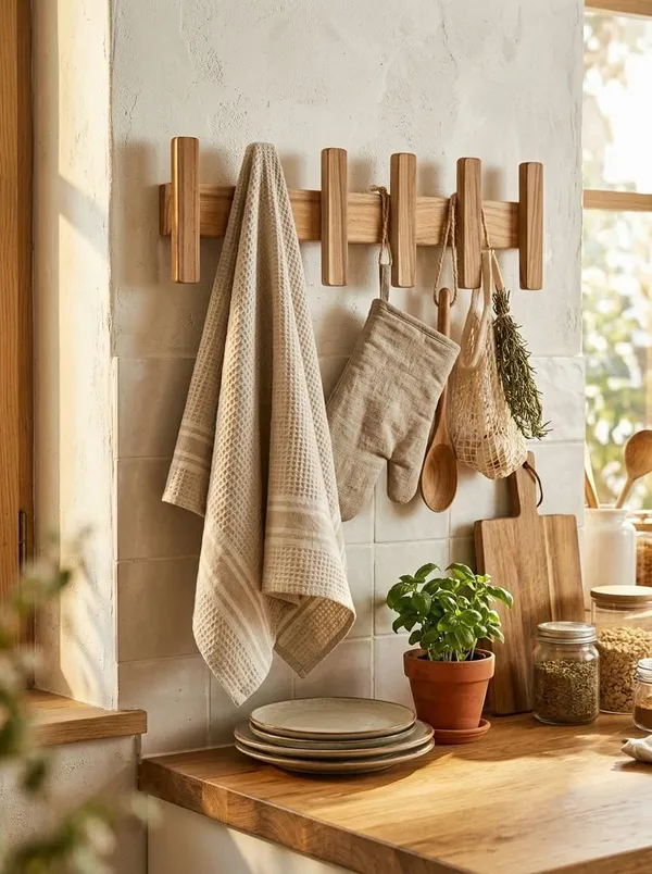 Handcrafted_Teak_Wood_Wall_Mounted_Hanger_with_6_Hooks,_Minimalist_Wooden_Towel_and_Scarf_Rack_for_Bathroom,_Bedroom,_Living_Room,_and_Entryway_Organization