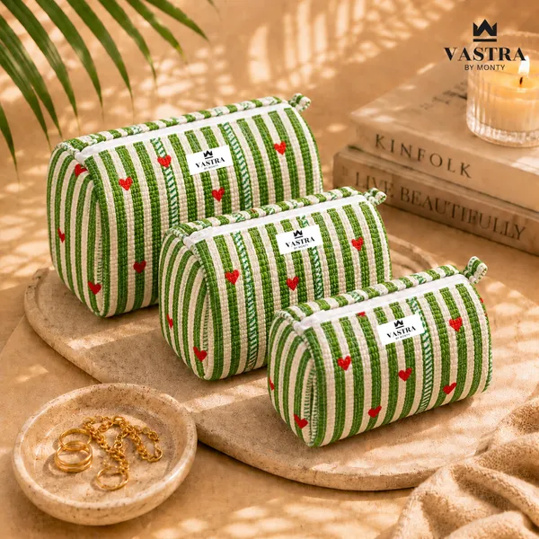 Rajwadi_Heartline_Green_Stripes_Pouch_set_of_3_by_Vastra_by_Monty
