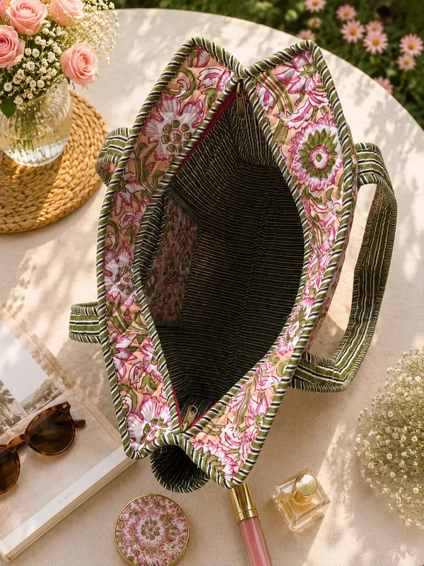 Medium_Beige_Bloom_&_Vine_Cotton_Quilted_Tote_Bag