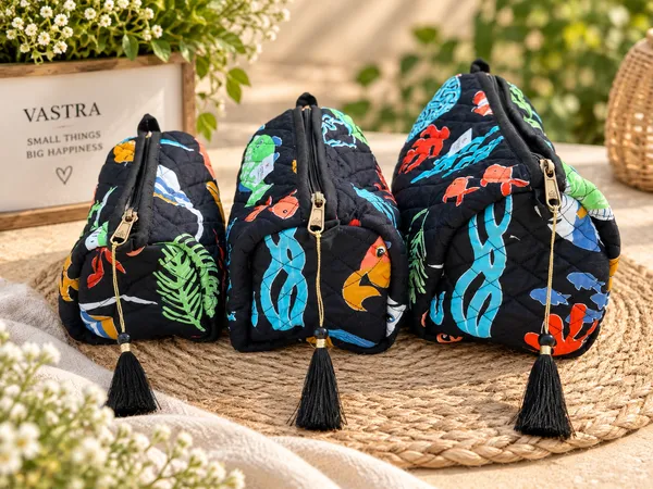 Black_Sea_Creatures_Cotton_Quilted_Pouch_Set