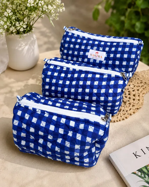 Blue_Checked_Cotton_Quilted_Pouch_Set_Of_3_