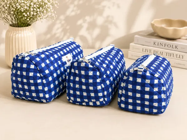Blue_Checked_Cotton_Quilted_Pouch_Set_Of_3_