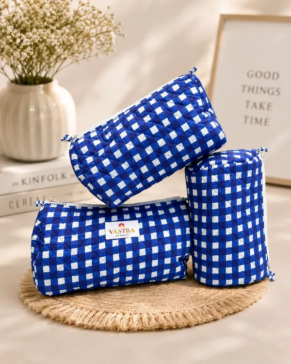 Blue_Checked_Cotton_Quilted_Pouch_Set_Of_3_