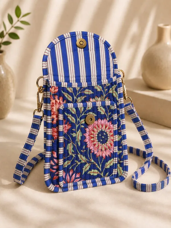Blue_Floral_Handblocked_Cotton_Quilted_Cross_Shoulder_Sling_Bag