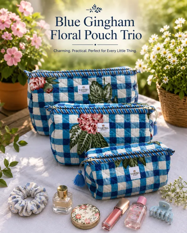 Medium_Blue_Gingham_Floral_Cotton_Tote_And_Pouch_Combo