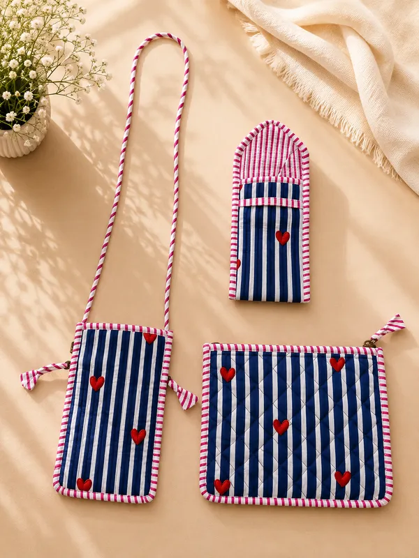 Blue_Heart_Stripes_Sling,_Sunglass_Case_&_Flat_Pouch_Combo