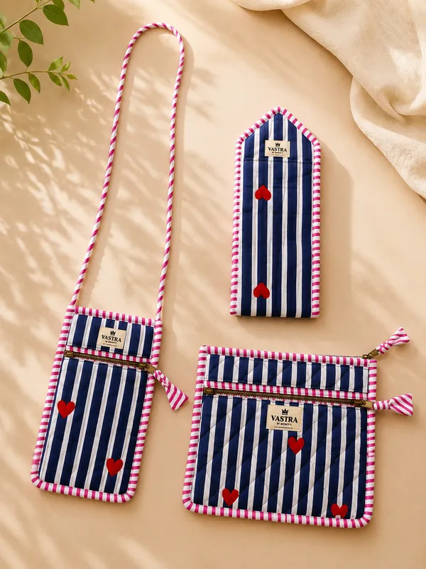 Blue_Heart_Stripes_Sling,_Sunglass_Case_&_Flat_Pouch_Combo