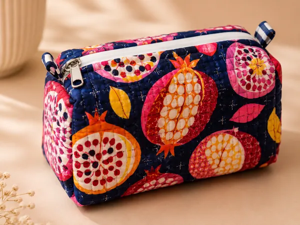 Blue_Pomogranate_Handblocked__Cotton_Quilted_Pouch_Set_Of_3_For_Women