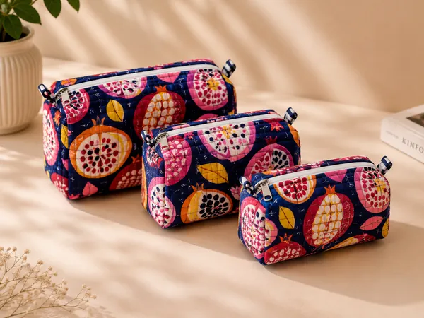 Blue_Pomogranate_Handblocked__Cotton_Quilted_Pouch_Set_Of_3_For_Women