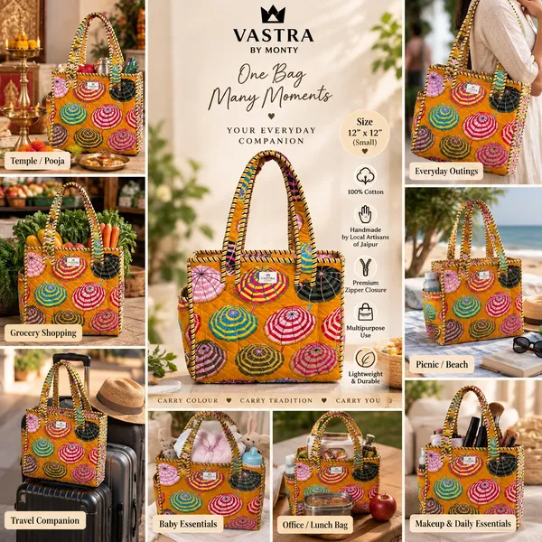 Small_Multicolour_Umbrella_Cotton_Quilted_Tote_Bag_