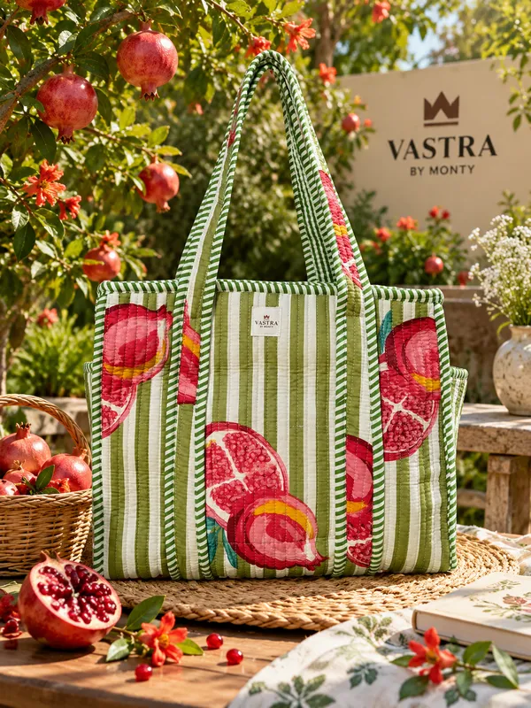 Small_Green_Stripe_Pomegrante_Cotton_Quilted_Tote_Bag_