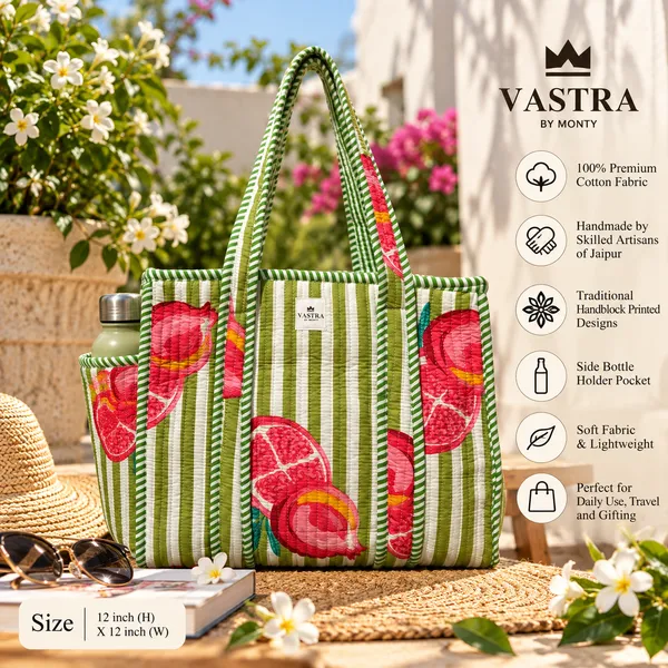 Small_Green_Stripe_Pomegrante_Cotton_Quilted_Tote_Bag_