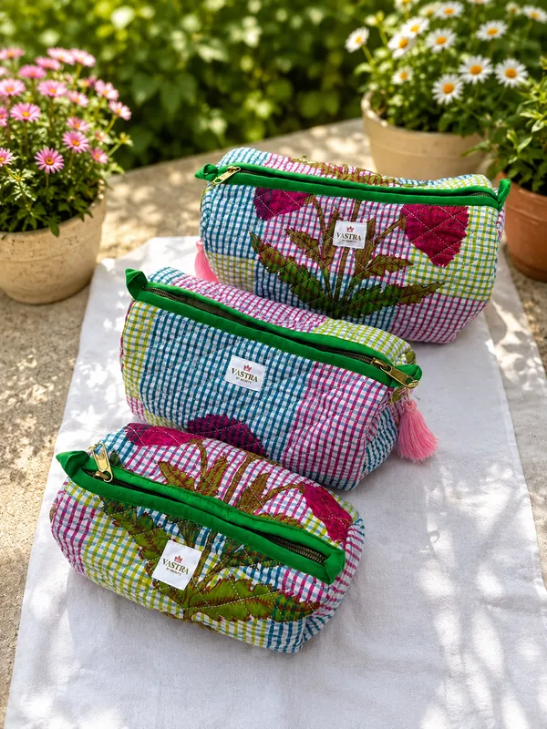 Floral_Botanical_Checked_Pouch_Set