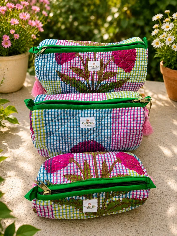 Floral_Botanical_Checked_Pouch_Set