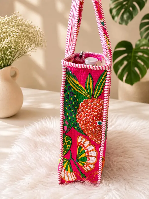 Fuchsia_Bloom_Handblocked_Quilted_Tote_Bag_By_Vastra_By_Monty_(Large)