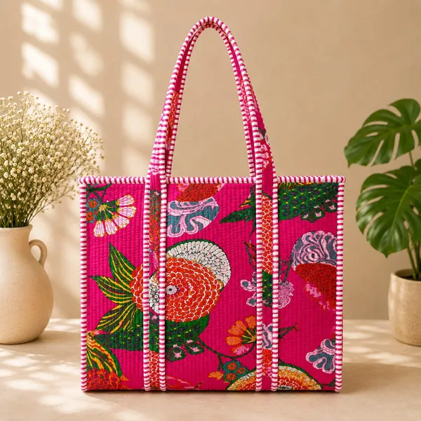 Fuchsia_Bloom_Handblocked_Quilted_Tote_Bag_By_Vastra_By_Monty_(Large)