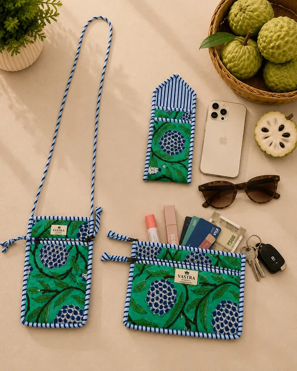 Green_Custard_Apple_Sling,_Sunglass_Case_&_Flat_Pouch_Combo