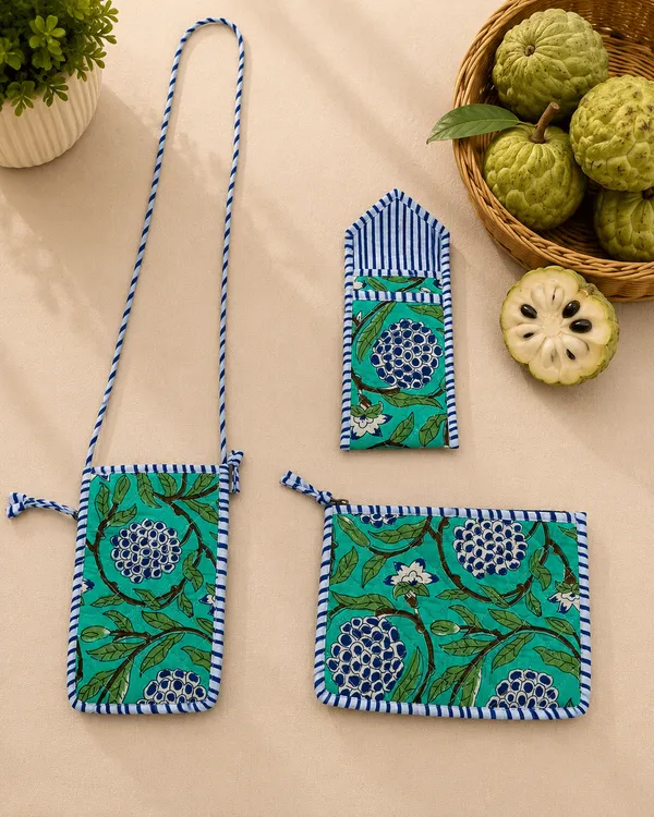 Green_Custard_Apple_Sling,_Sunglass_Case_&_Flat_Pouch_Combo