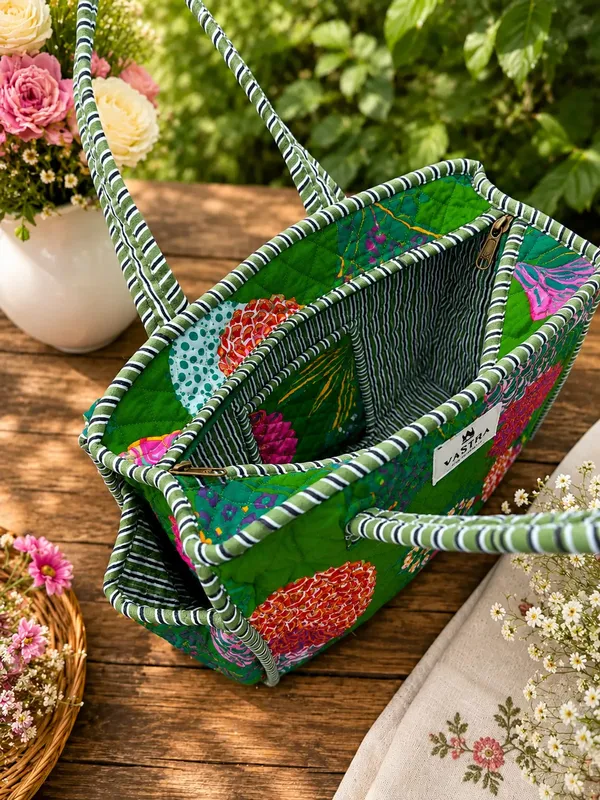Green_Floral_Cotton_Quilted_Small_Tote_Bag_