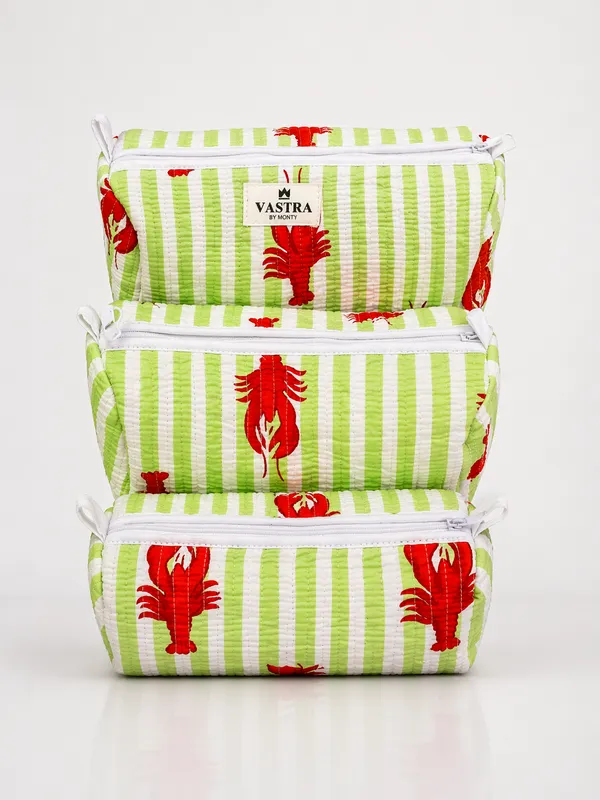 Green_Stripe_Lobster_Print_Cotton_Quilted__Pouch_Set