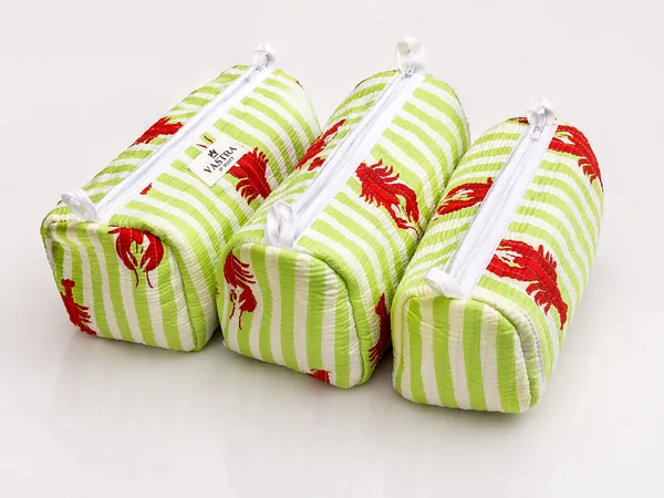 Green_Stripe_Lobster_Print_Cotton_Quilted__Pouch_Set