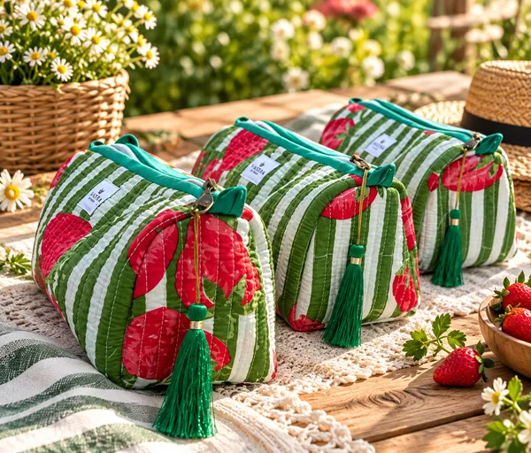 Green_Stripe_Strawberry_Cotton_Quilted_Pouch_Set_of_3