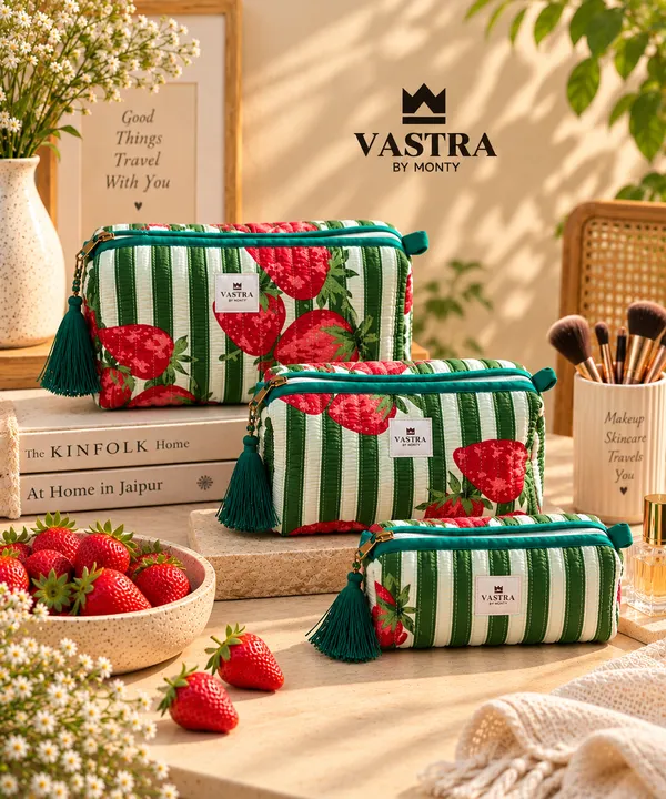 Green_Stripe_Strwaberry_Pouch_Set_Of_3