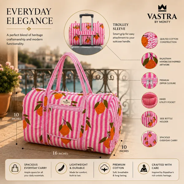 Lemon_Pink_Stripes_Duffle_Bag
