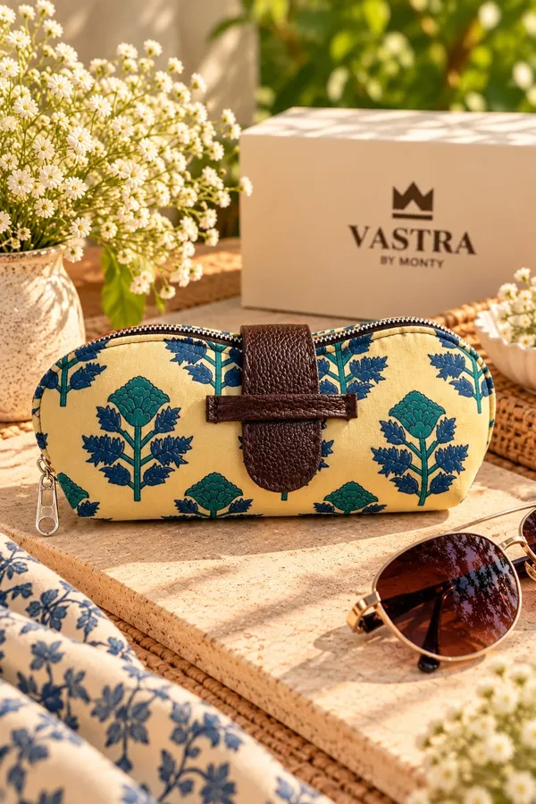 Creme-Yellow_Blue_Floral_Printed_Cotton_Handblocked_Structured_Sunglass_Case