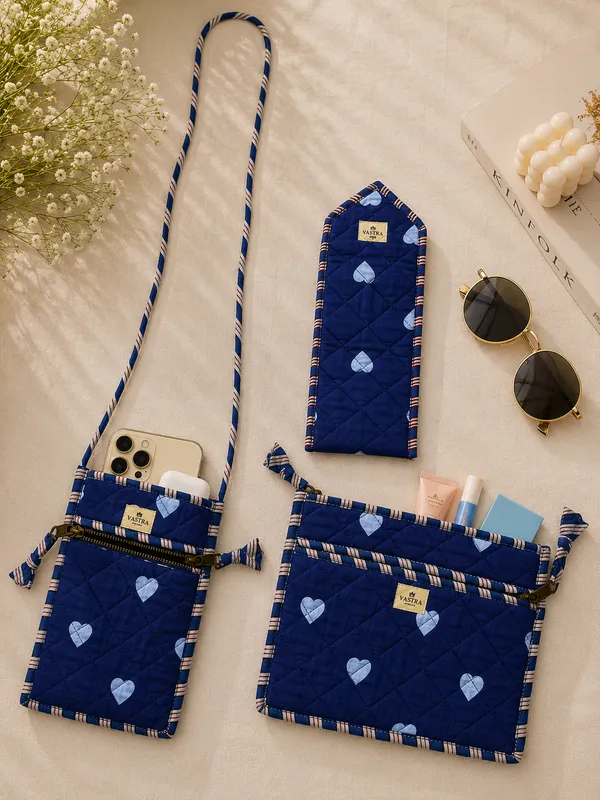 Navy_Blue_Heart_Sling,_Sunglass_Case_&_Flat_Pouch_Combo