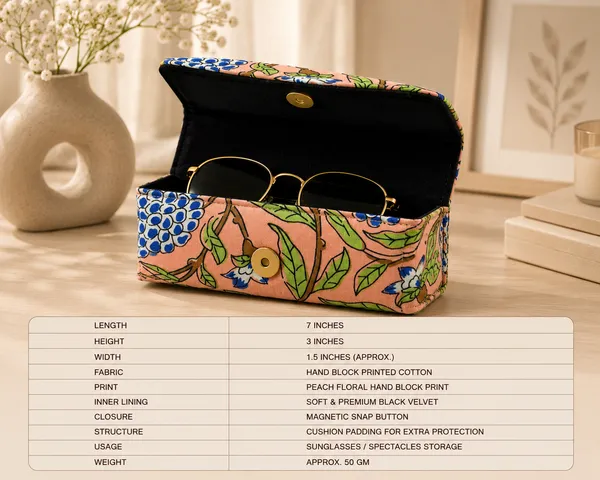 Peach_Floral_Handblocked_Premium_Structured_Sunglass_Case_By_Vastra_By_Monty