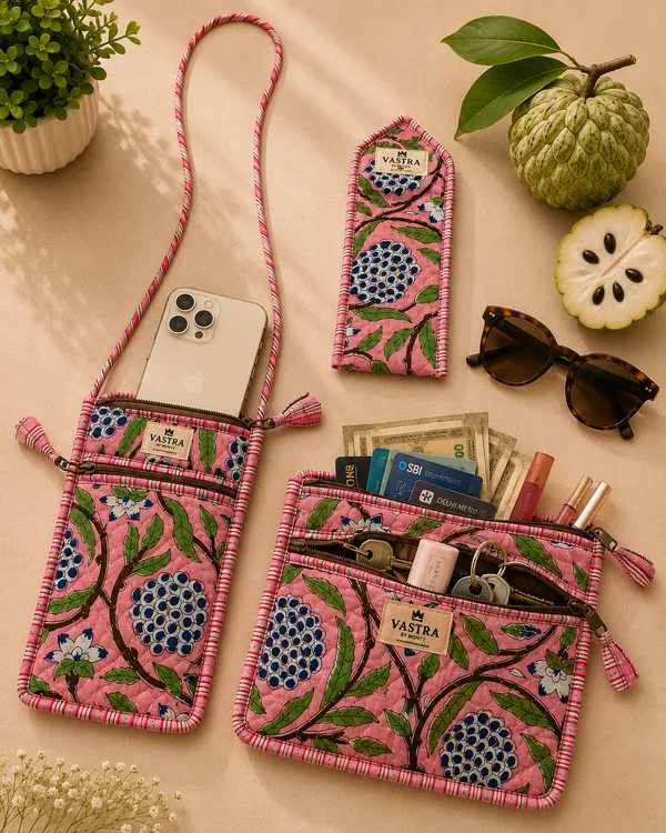 Pink_Custard_Apple_Sling,_Sunglass_Case_&_Flat_Pouch_Combo