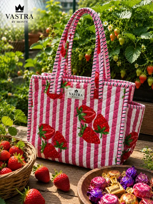 Pink_Strawberry_Cotton_Quilted_Small_Tote_Bag