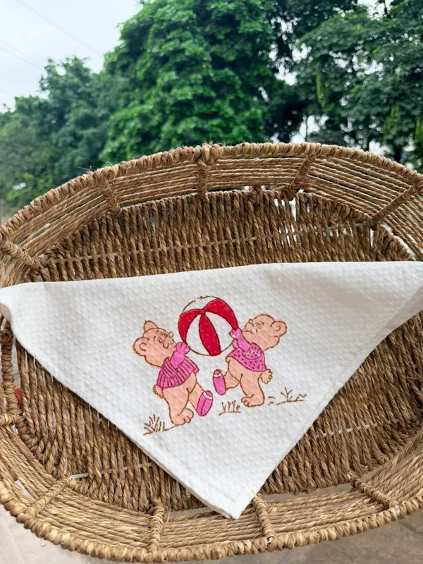 Playing_Teddy_Cotton_Handblock_Printed_Hanky