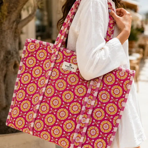 Rajwadi_Blossom_Handblocked_Cotton_Quilted_Large_Tote_Bag