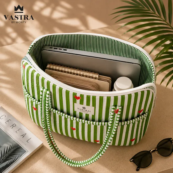 Rajwadi_Heartline_Green_Stripes_Laptop_Bag_by_Vastra_by_Monty