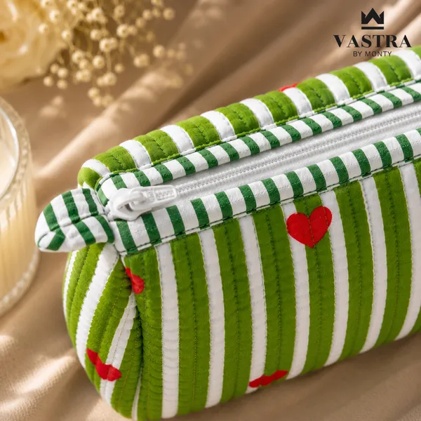 Rajwadi_Heartline_Green_Stripes_Pouch_set_of_3_by_Vastra_by_Monty