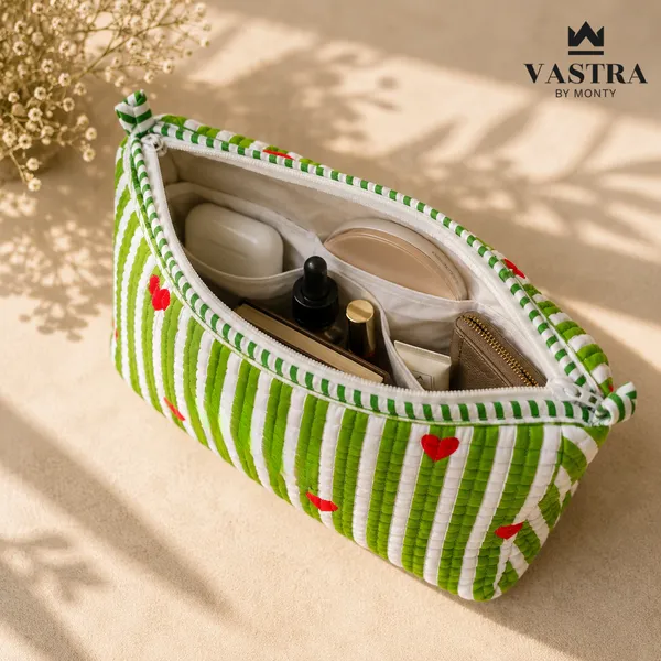 Rajwadi_Heartline_Green_Stripes_Pouch_set_of_3_by_Vastra_by_Monty
