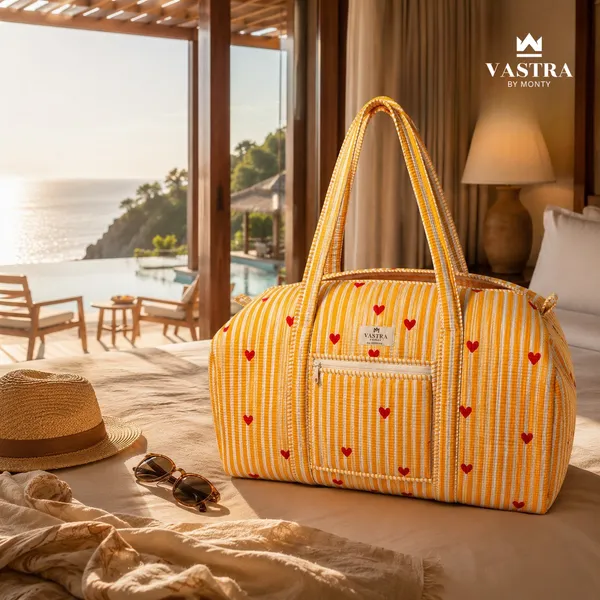 Rajwadi_Heartline_yellow_Stripes_Duffle_Bag