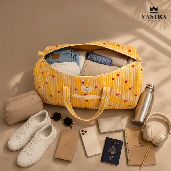 Rajwadi_Heartline_yellow_Stripes_Duffle_Bag