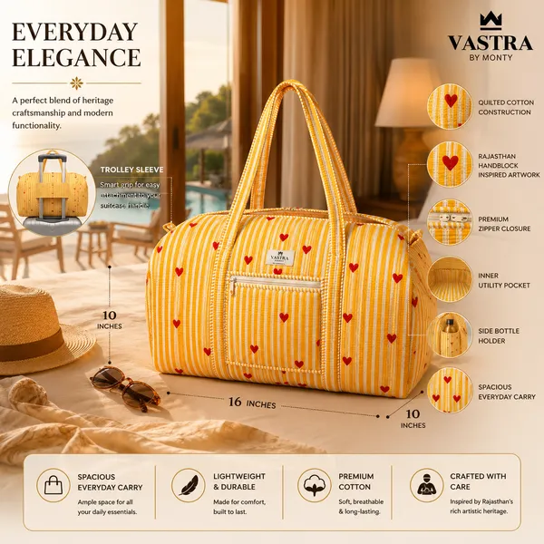 Rajwadi_Heartline_yellow_Stripes_Duffle_Bag