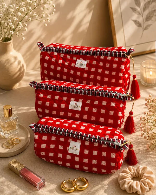 Red_Gingham_Cotton_Quilted_Pouch_Set_Of_3