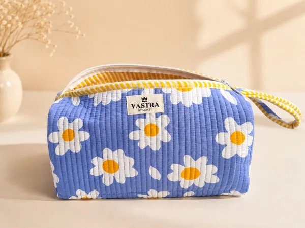 Sky-Blue_Daisy_Handblocked_Cotton_Quilted_Multi_Compartment_Organizer_Pouch