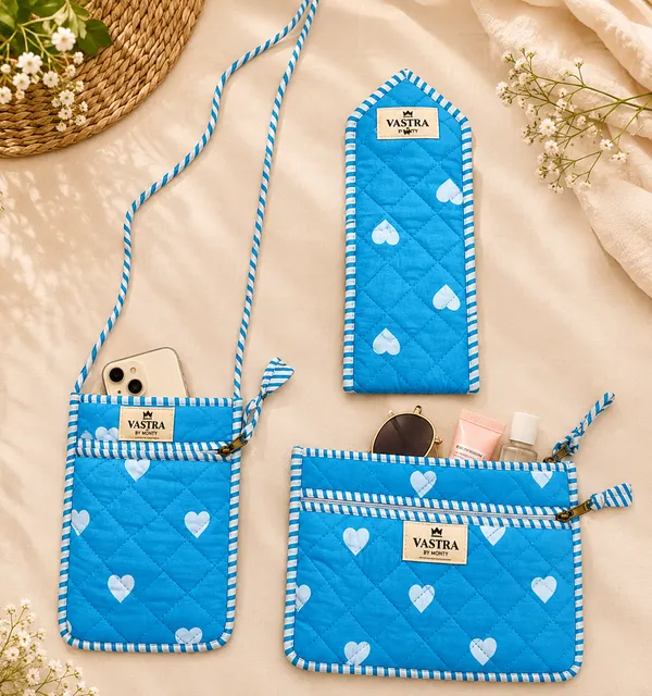 Sky-Blue_Heart_Quilted_Mobile_Sling,_Sunglass_Case_&_Flat_Pouch_Combo