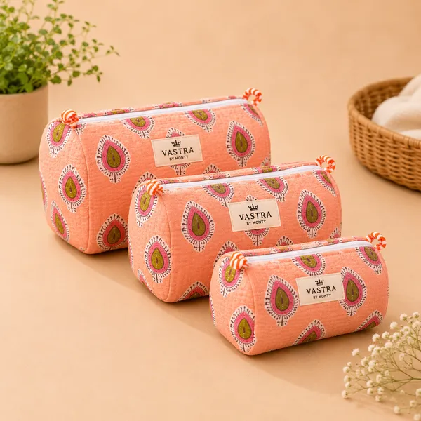 Peach_Red_Buti__Handblocked_Quilted_Cotton_Pouch_Set_of_3