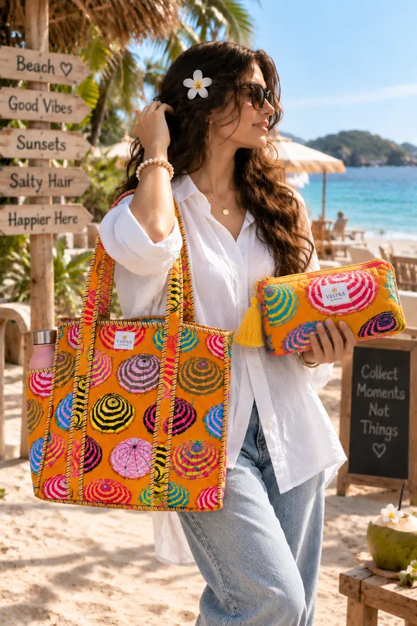 Medium_Yellow_Umbrella_Tote_Bag_And_Pouch_Set_Combo