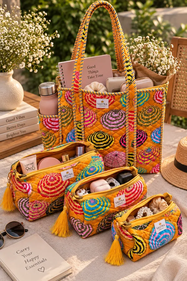 Medium_Yellow_Umbrella_Tote_Bag_And_Pouch_Set_Combo